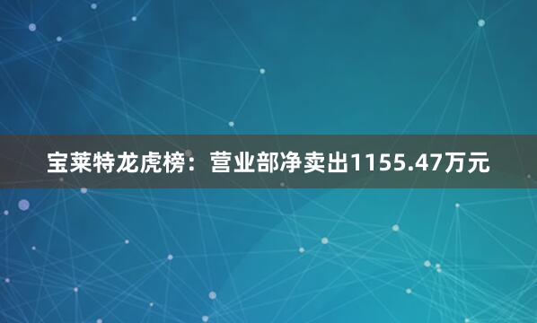 宝莱特龙虎榜：营业部净卖出1155.47万元