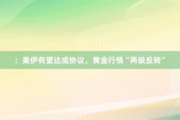 ：美伊有望达成协议，黄金行情“两极反转”