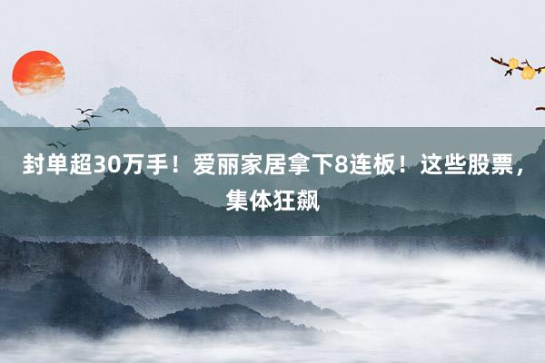 封单超30万手！爱丽家居拿下8连板！这些股票，集体狂飙
