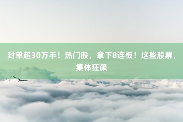 封单超30万手！热门股，拿下8连板！这些股票，集体狂飙