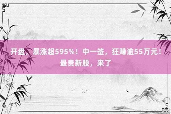 开盘，暴涨超595%！中一签，狂赚逾55万元！最贵新股，来了