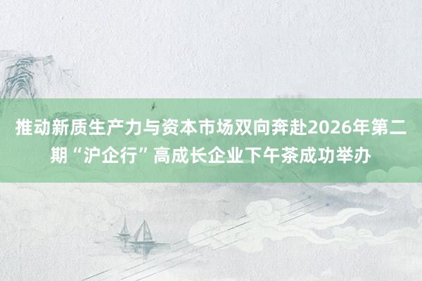 推动新质生产力与资本市场双向奔赴2026年第二期“沪企行”高成长企业下午茶成功举办