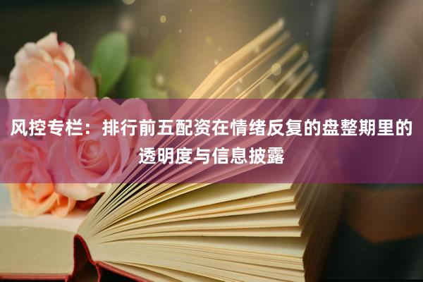 风控专栏：排行前五配资在情绪反复的盘整期里的透明度与信息披露