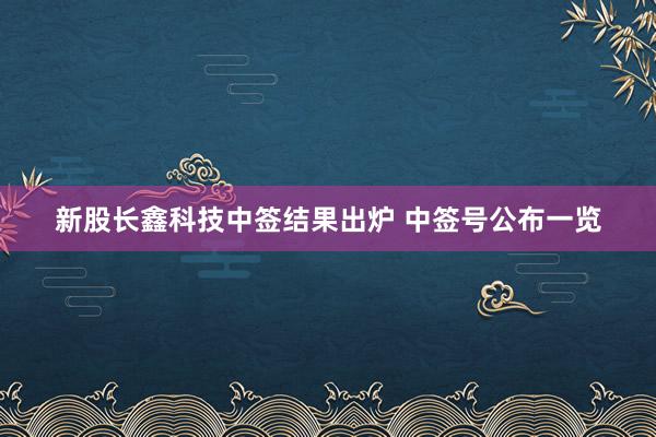 新股长鑫科技中签结果出炉 中签号公布一览