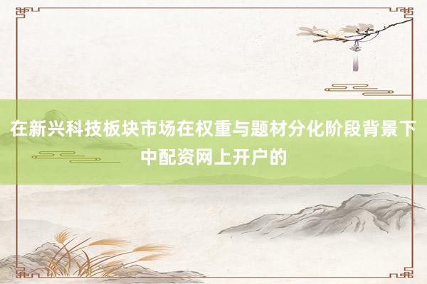 在新兴科技板块市场在权重与题材分化阶段背景下中配资网上开户的