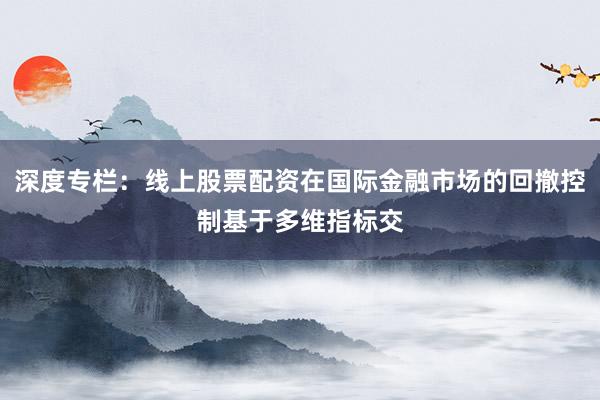 深度专栏：线上股票配资在国际金融市场的回撤控制基于多维指标交
