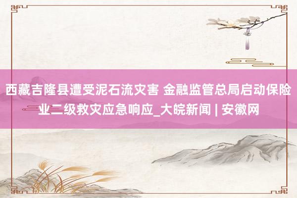 西藏吉隆县遭受泥石流灾害 金融监管总局启动保险业二级救灾应急响应_大皖新闻 | 安徽网