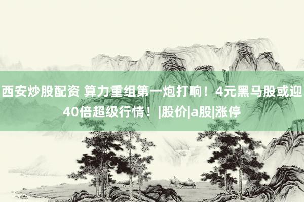西安炒股配资 算力重组第一炮打响！4元黑马股或迎40倍超级行情！|股价|a股|涨停