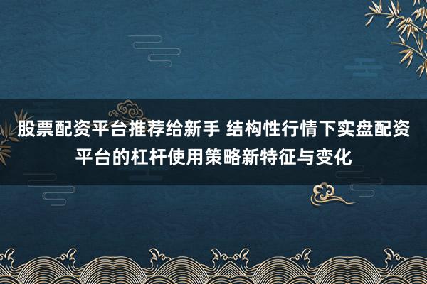 股票配资平台推荐给新手 结构性行情下实盘配资平台的杠杆使用策略新特征与变化