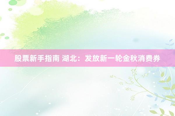 股票新手指南 湖北：发放新一轮金秋消费券