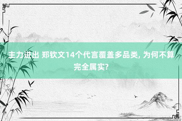主力进出 郑钦文14个代言覆盖多品类, 为何不算完全属实?