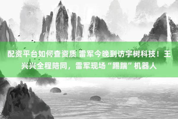 配资平台如何查资质 雷军今晚到访宇树科技！王兴兴全程陪同，雷军现场“踢踹”机器人