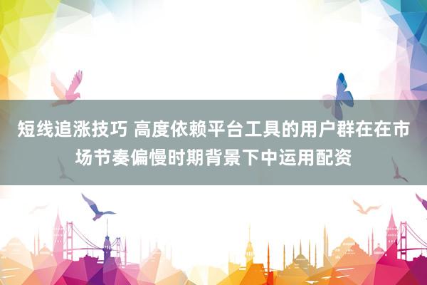 短线追涨技巧 高度依赖平台工具的用户群在在市场节奏偏慢时期背景下中运用配资