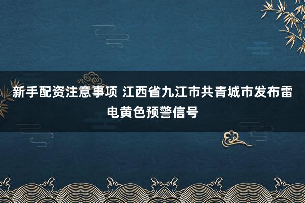 新手配资注意事项 江西省九江市共青城市发布雷电黄色预警信号