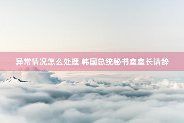 异常情况怎么处理 韩国总统秘书室室长请辞