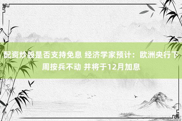 配资炒股是否支持免息 经济学家预计：欧洲央行下周按兵不动 并将于12月加息